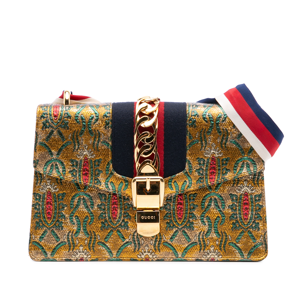 Pre-Loved Gucci Small Canvas Brocade Sylvie Satchel - Picture 1 of 11